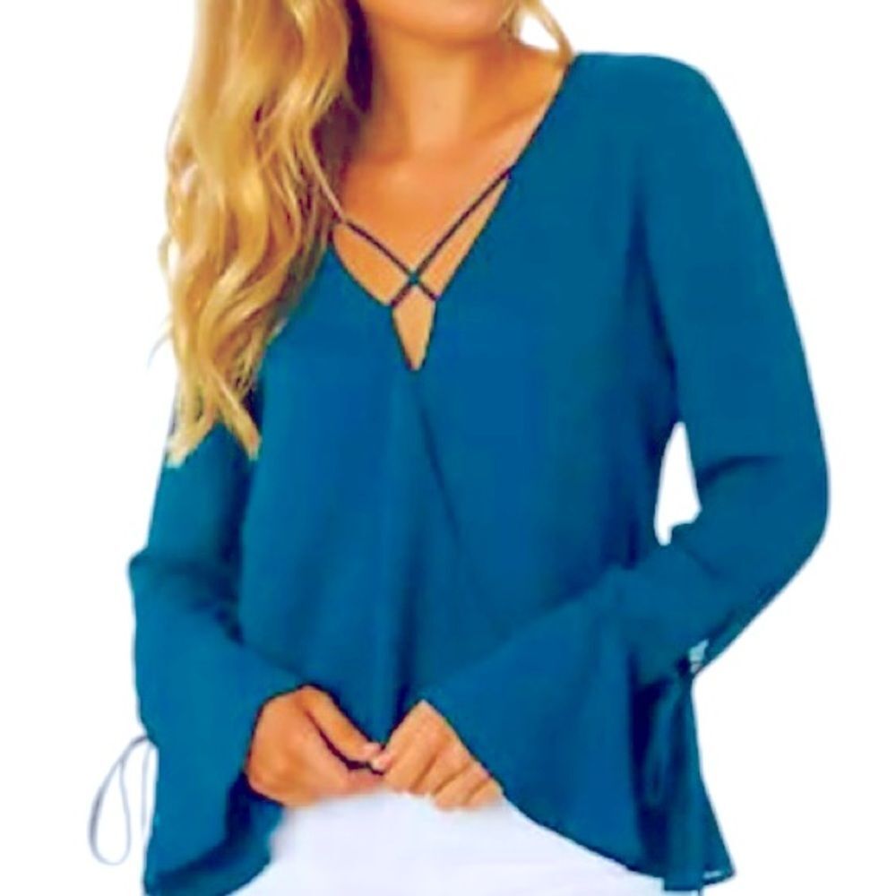 Band of Gypsies V-neck cross body surplice bell sleeves top NWOT size S.